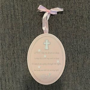 Russ Baby Ceramic Wall Plaque - Bless This Child (Girl) NIB